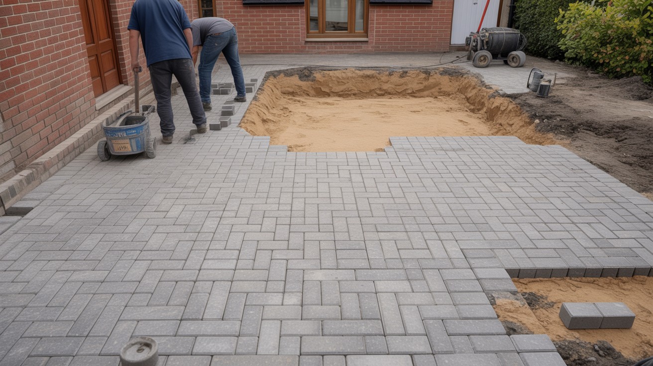 Driveway installation in progress