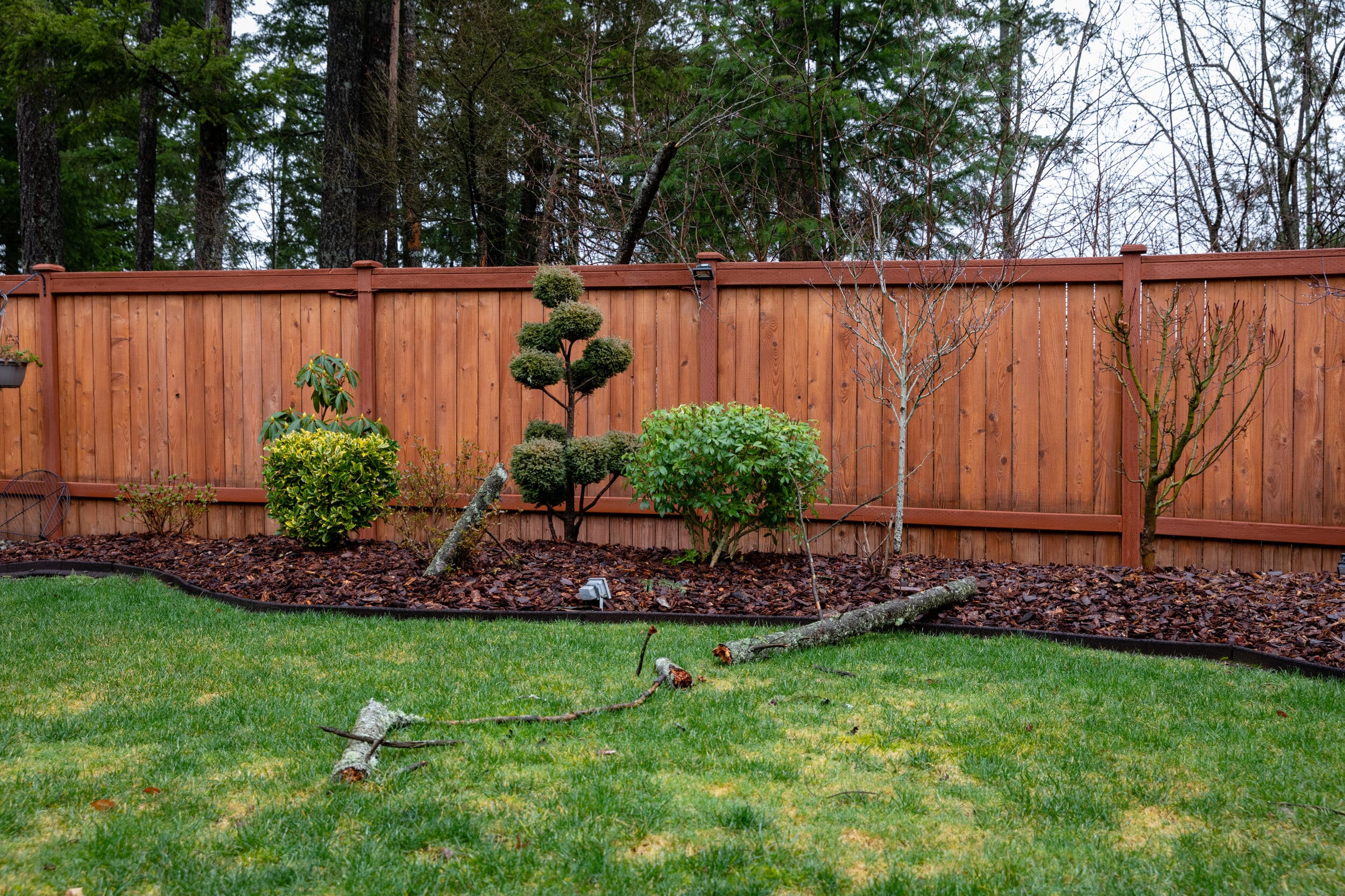 Wooden panel garden fencing completed