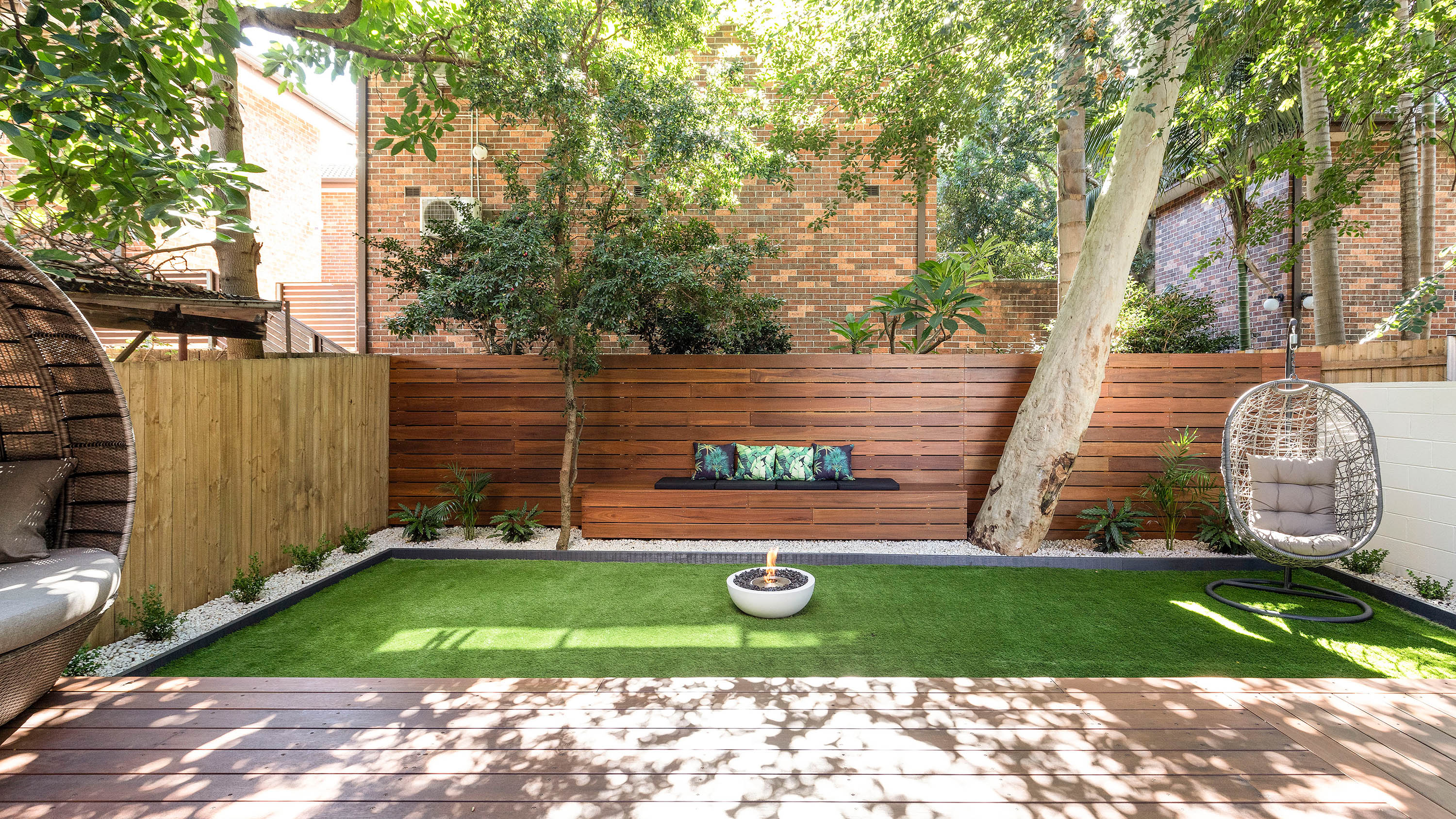 Manicured residential garden lawn