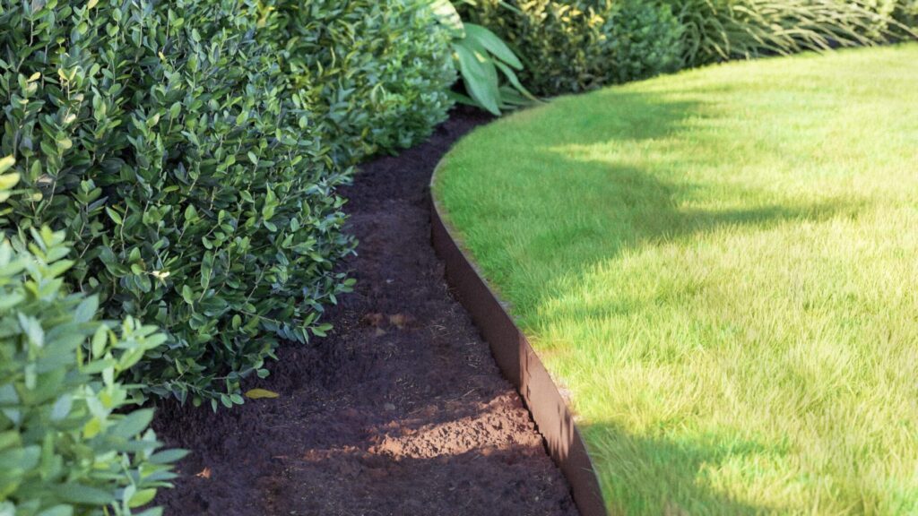 Neat lawn edging in garden