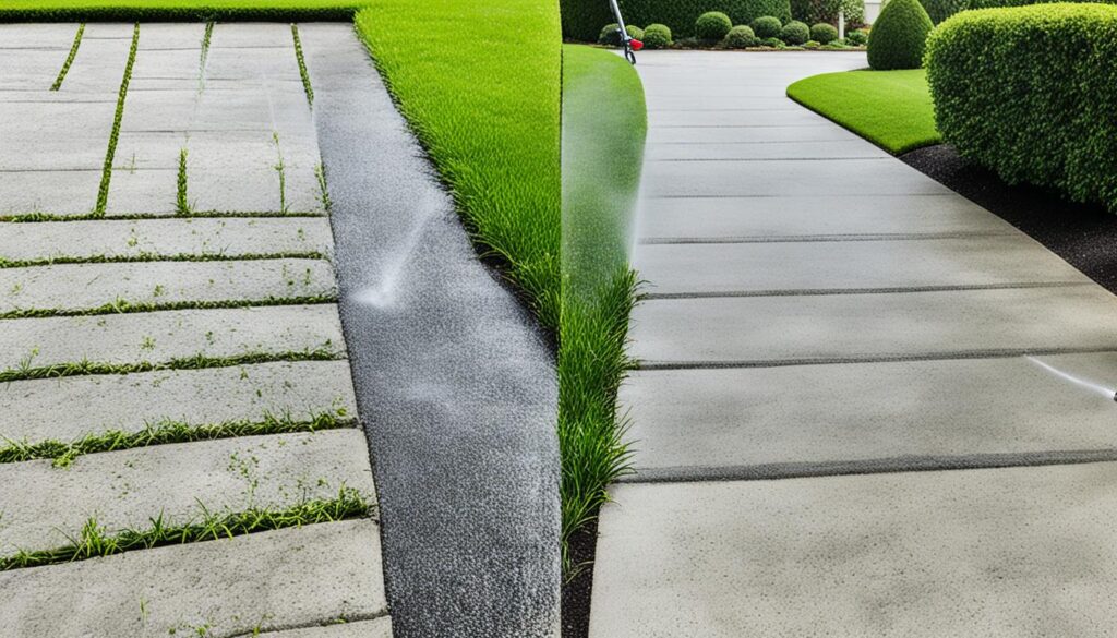 Clean vs dirty paving comparison